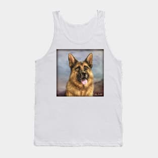 Painting of a Gorgeous German Shepherd with its Tongue Out Tank Top